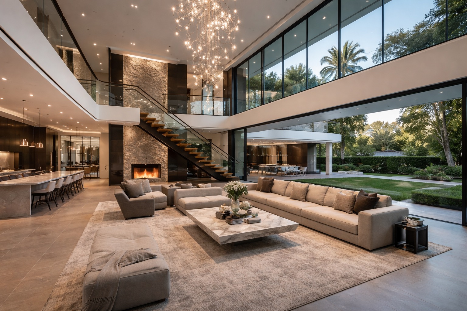 Grande villa intérieure contemporaine, lumineuse et maîtrisée